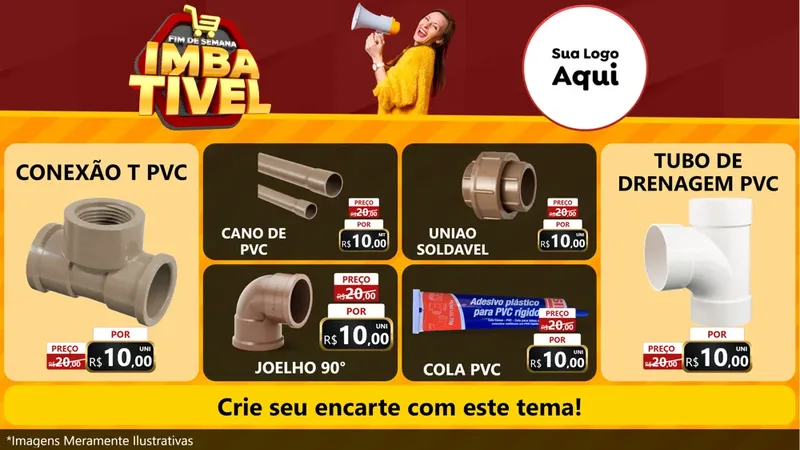 Modelo de TV para TV Horizontal com o tema Fim de Semana Imbatível para Tubos e conexões