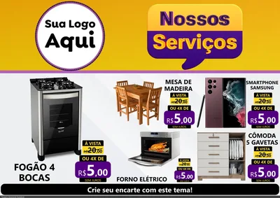 Modelo de Encarte para Encarte A4 Horizontal com o tema Nossos Serviços para Móveis e Eletro