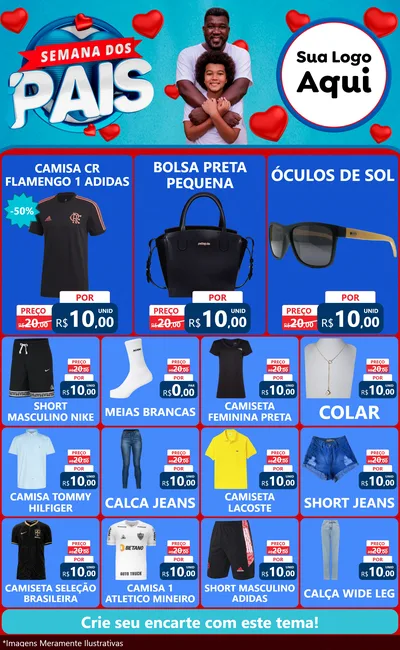 Modelo de Encarte para Encarte Grande com o tema Semana Dos Pais para Roupas e acessórios