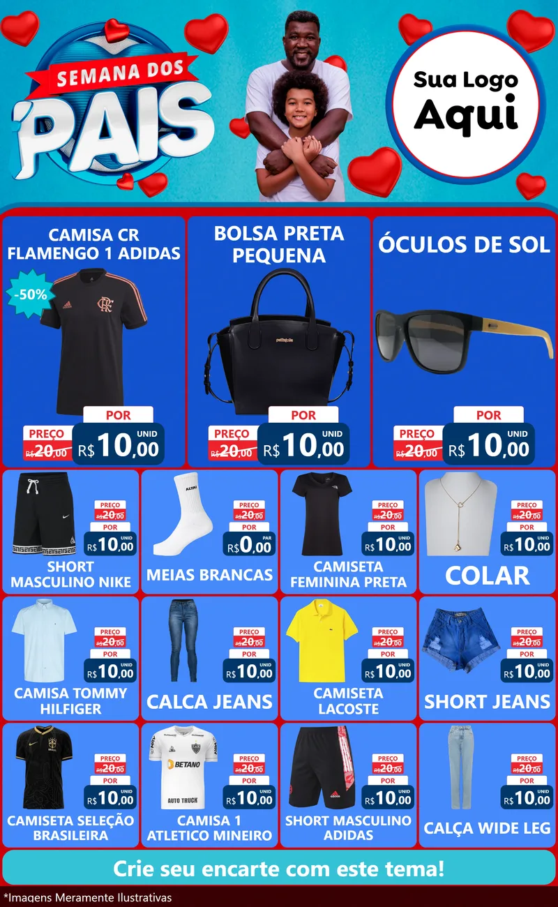 Modelo de Encarte para Encarte Grande com o tema Semana Dos Pais para Roupas e acessórios
