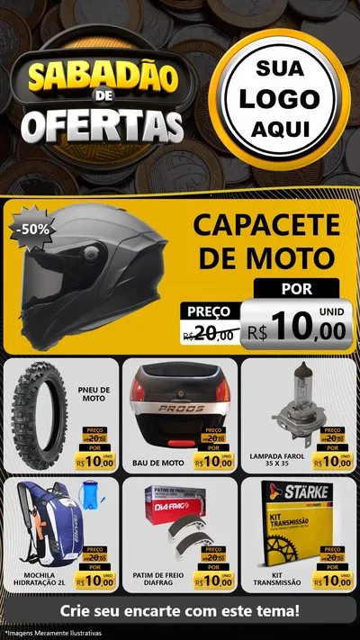 Modelo de Rede Social para Stories com o tema Sabadão de Ofertas para Moto peças