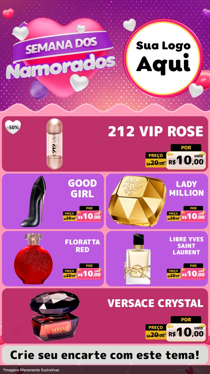 Modelo de TV para TV Vertical com o tema Semana dos Namorados para Perfumes