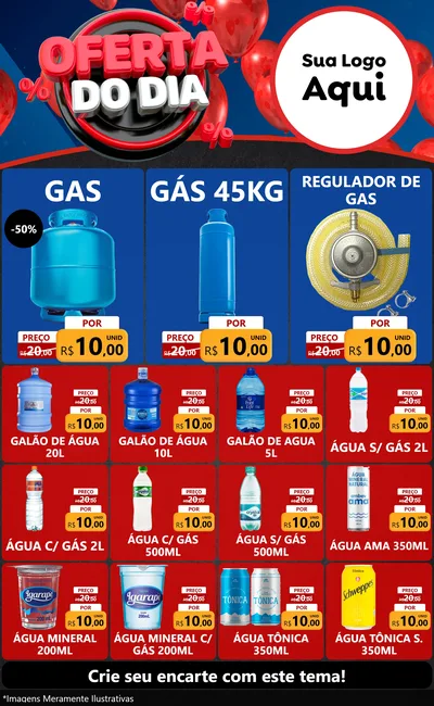 Modelo de Encarte para Encarte Grande com o tema Oferta do Dia para Água e gás