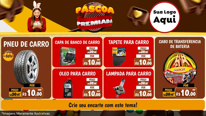 Modelo de TV para TV Horizontal com o tema Páscoa Premiada para Auto peças