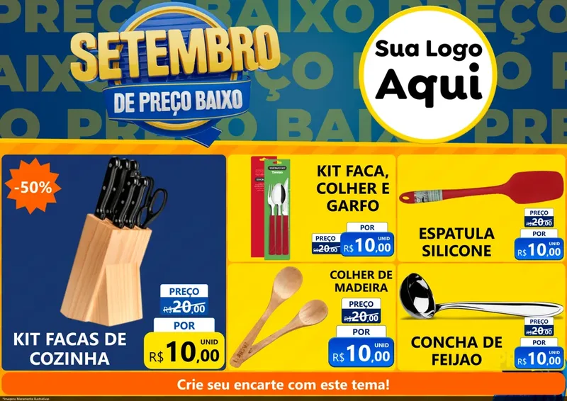 Modelo de Encarte para Encarte A4 Horizontal com o tema Setembro De Preço Baixo para Utilidades Domésticas