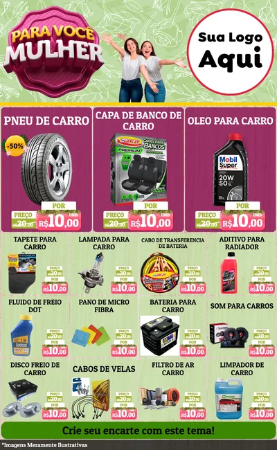 Modelo de Encarte para Encarte Grande com o tema Para Você Mulher para Auto peças