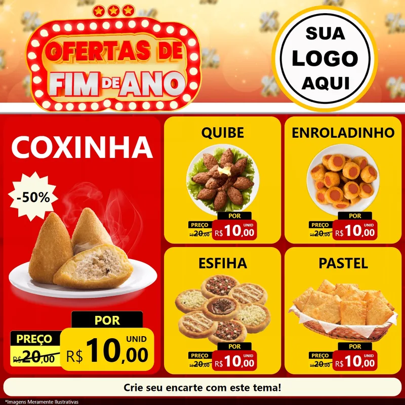 Modelo de Rede Social para Feed Facebook com o tema Ofertas de Fim de Ano para Salgadaria