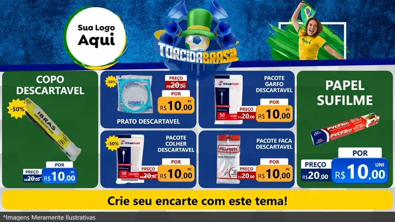 Modelo de TV para TV Horizontal com o tema Torcida Brasil - Copa para Embalagens