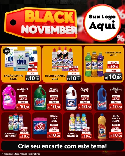 Modelo de Rede Social para Feed Instagram com o tema Black November para Produtos de Limpeza