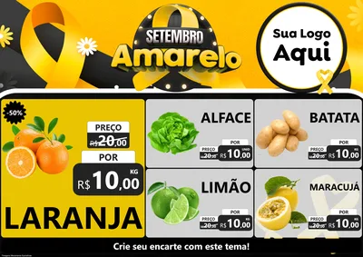 Modelo de Encarte para Encarte A4 Horizontal com o tema Setembro Amarelo para Hortifrúti