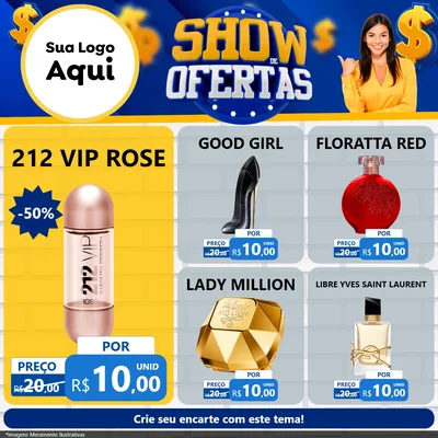Modelo de Rede Social para Feed Facebook com o tema Show de Ofertas para Perfumes