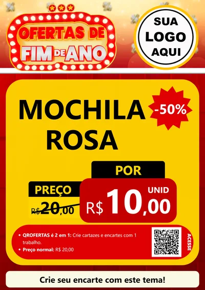 Modelo de Cartaz para Cartaz A4 Vertical com o tema Ofertas de Fim de Ano para Papelaria