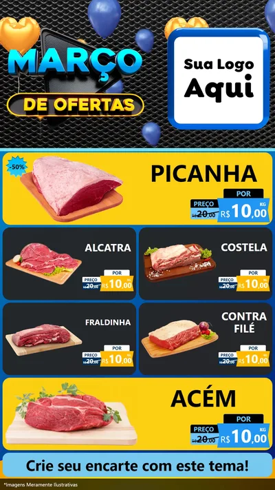 Modelo de TV para TV Vertical com o tema Março de Ofertas para Açougue