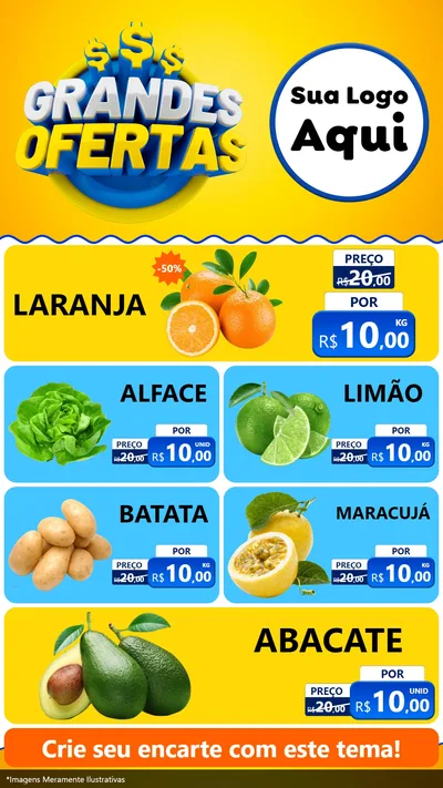 Modelo de TV para TV Vertical com o tema Grandes Ofertas para Hortifrúti