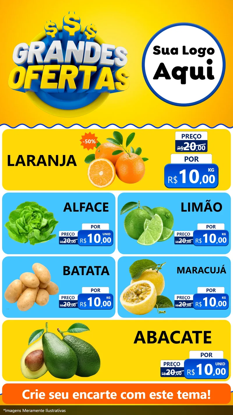 Modelo de TV para TV Vertical com o tema Grandes Ofertas para Hortifrúti