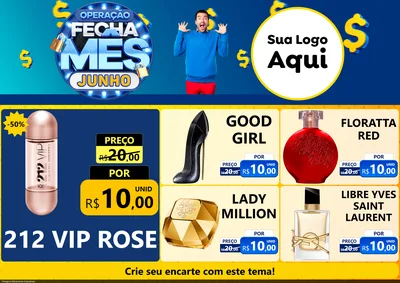 Modelo de Encarte para Encarte A4 Horizontal com o tema Operação Fecha Mês, Junho para Perfumes