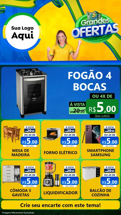 Modelo de Rede Social para Stories com o tema Grandes Ofertas para Móveis e Eletro
