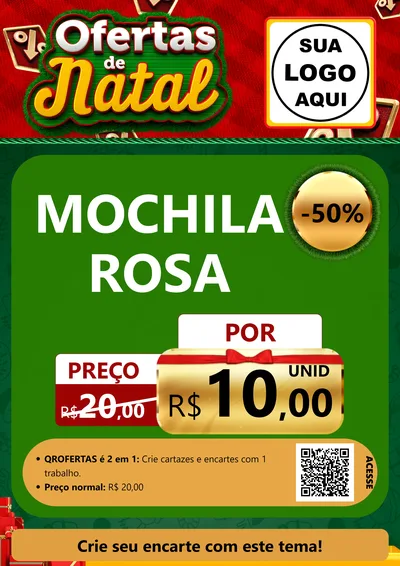 Modelo de Cartaz para Cartaz A4 Vertical com o tema Ofertas de Natal para Papelaria