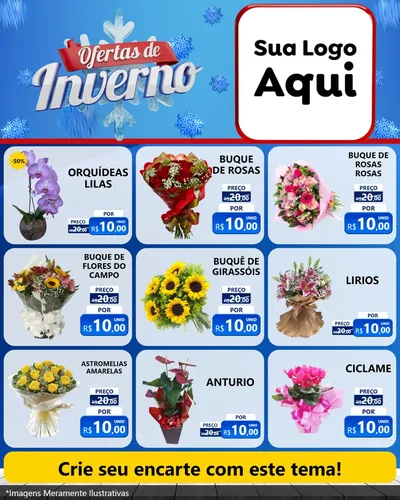 Modelo de Rede Social para Feed Instagram com o tema Ofertas de Inverno para Floricultura e jardim