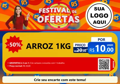Modelo de Cartaz para Cartaz A4 Horizontal com o tema Festival de Ofertas para Supermercado