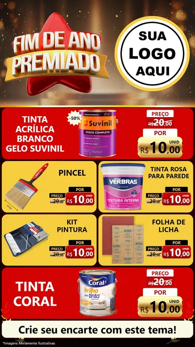 Modelo de TV para TV Vertical com o tema Fim de Ano Premiado para Tintas e Ferramentas