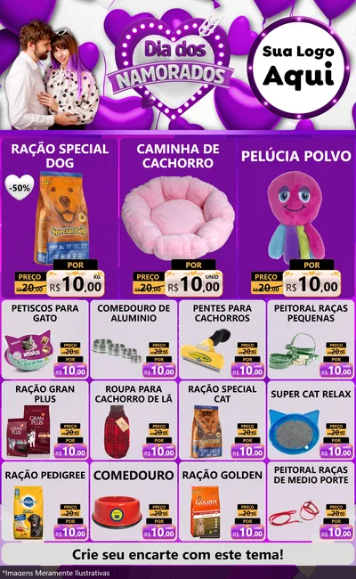 Modelo de Encarte para Encarte Grande com o tema Dia dos Namorados para Pet Shop