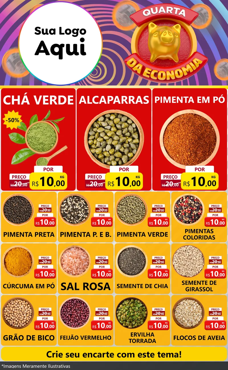 Modelo de Encarte para Encarte Grande com o tema Quarta da Economia para Produtos Naturais