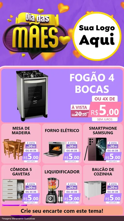 Modelo de Rede Social para Stories com o tema Dia das Mães para Móveis e Eletro