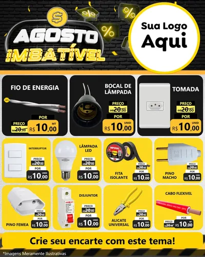 Modelo de Rede Social para Feed Instagram com o tema Agosto Imbatível para Materiais Elétricos