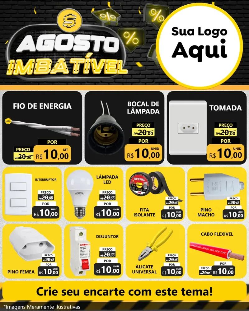 Modelo de Rede Social para Feed Instagram com o tema Agosto Imbatível para Materiais Elétricos
