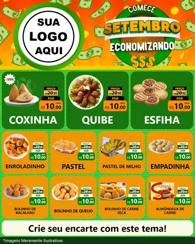Modelo de Rede Social para Feed Instagram com o tema Comece Setembro Economizando para Salgadaria