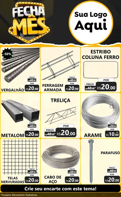 Modelo de Encarte para Encarte Grande com o tema Fecha Mês para Ferragens