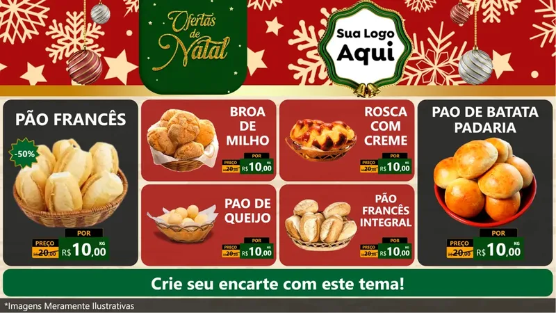 Modelo de TV para TV Horizontal com o tema Natal de Ofertas para Padaria