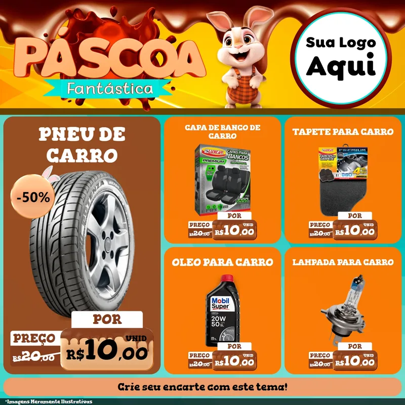Modelo de Rede Social para Feed Facebook com o tema Páscoa Fantástica para Auto peças