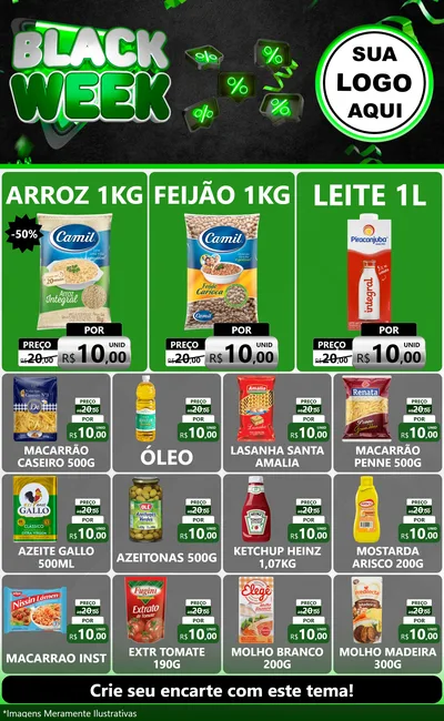 Modelo de Encarte para Encarte Grande com o tema Black Week para Supermercado
