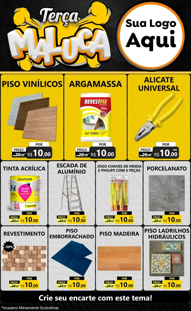 Modelo de Encarte para Encarte Grande com o tema Terça Maluca para Material para Construção