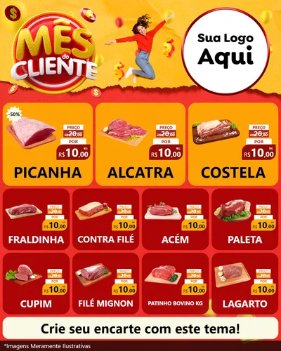 Modelo de Rede Social para Feed Instagram com o tema Mês do Cliente para Açougue