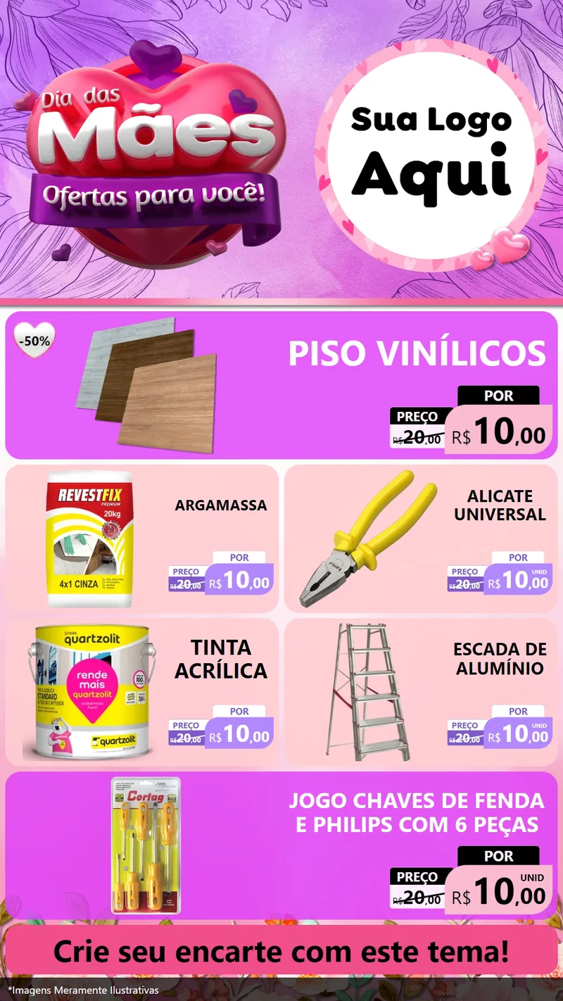 Modelo de TV para TV Vertical com o tema Dia das Mães Ofertas para Você! para Material para Construção