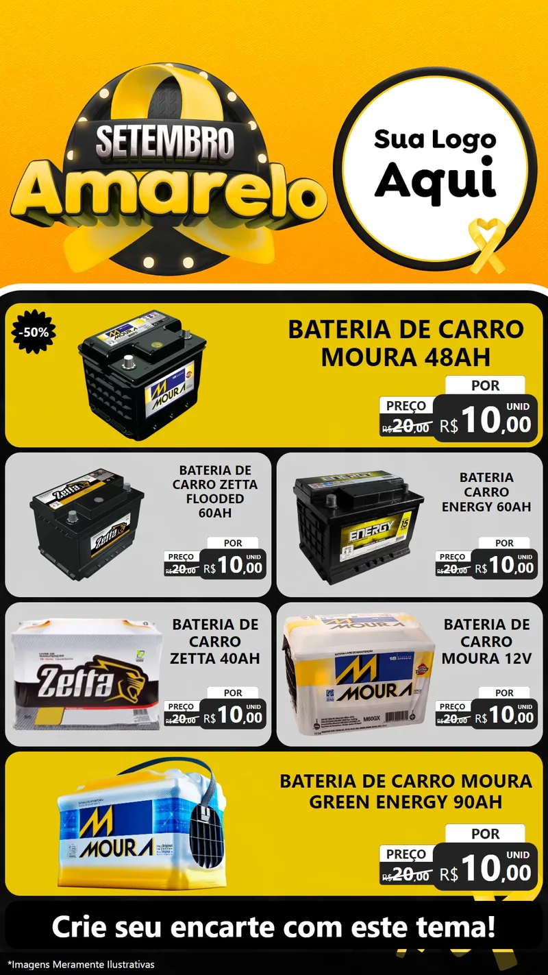 Modelo de TV para TV Vertical com o tema Setembro Amarelo para Baterias Elétricas