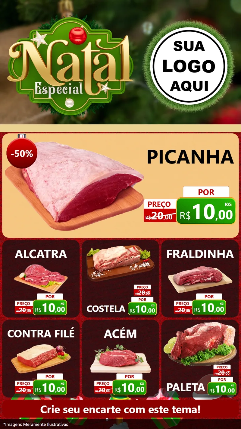 Modelo de Rede Social para Stories com o tema Natal Especial para Açougue