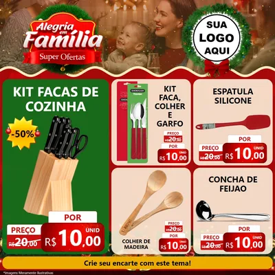 Modelo de Rede Social para Feed Facebook com o tema Alegria Em Família - Super Ofertas para Utilidades Domésticas