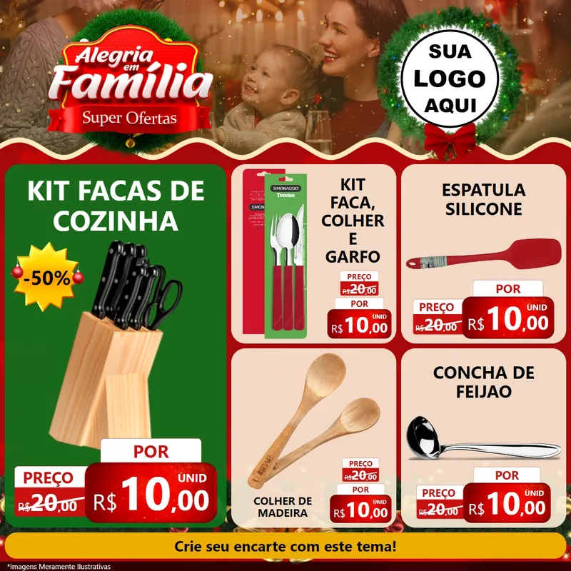 Modelo de Rede Social para Feed Facebook com o tema Alegria Em Família - Super Ofertas para Utilidades Domésticas