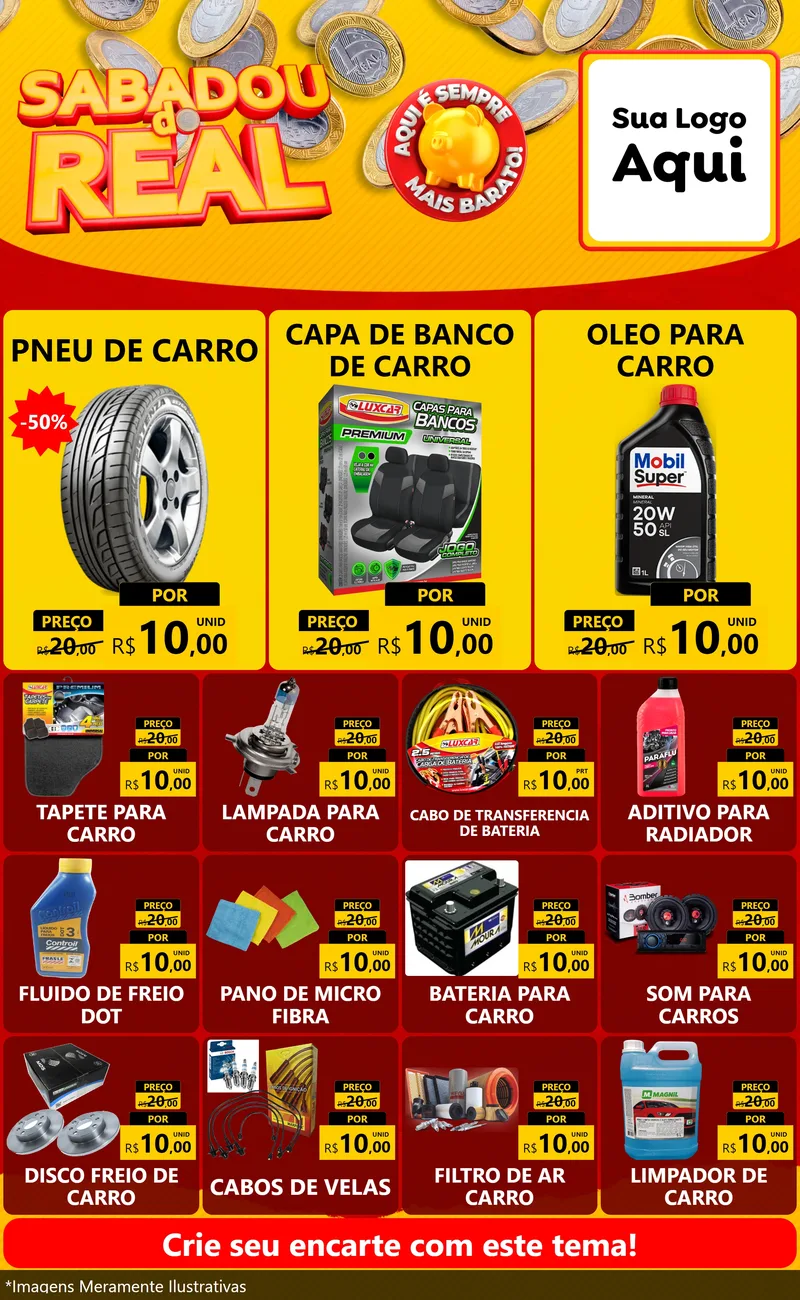 Modelo de Encarte para Encarte Grande com o tema Sabadou do Real para Auto peças