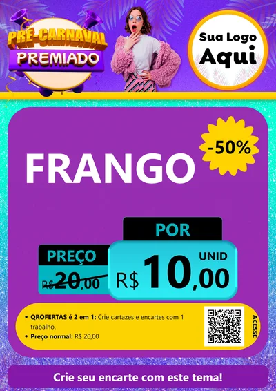 Modelo de Cartaz para Cartaz A4 Vertical com o tema Pré-Carnaval Premiado para Assados
