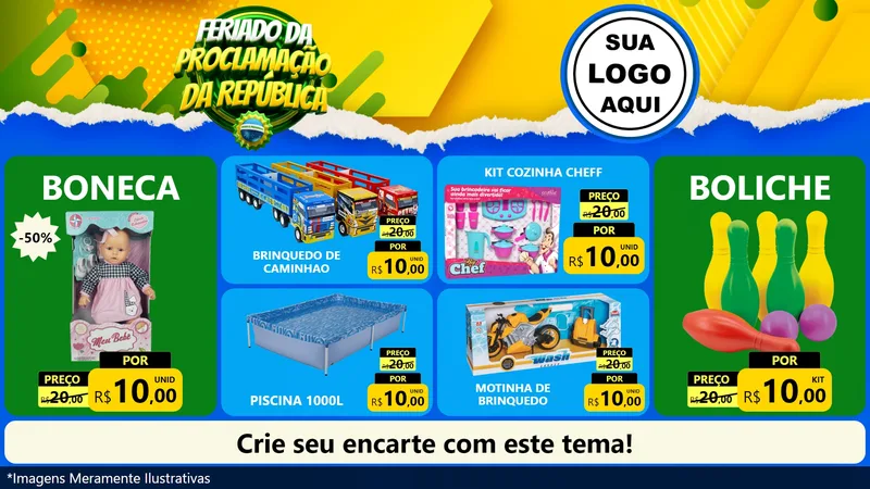 Modelo de TV para TV Horizontal com o tema Feriado da Proclamação da República para Brinquedos