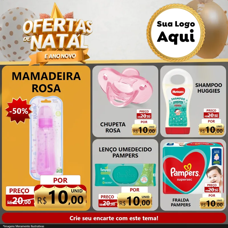 Modelo de Rede Social para Feed Facebook com o tema Ofertas De Natal E Ano Novo para Bebês