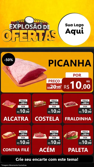 Modelo de Rede Social para Stories com o tema Explosão de Ofertas para Açougue
