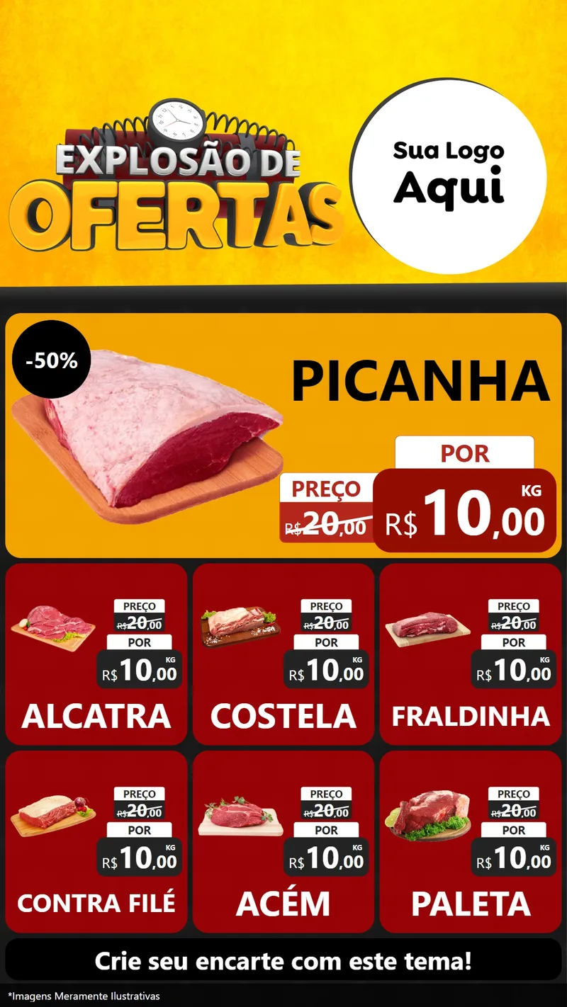 Modelo de Rede Social para Stories com o tema Explosão de Ofertas para Açougue