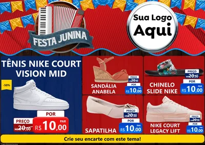 Modelo de Encarte para Encarte A4 Horizontal com o tema Festa Junina para Calçados