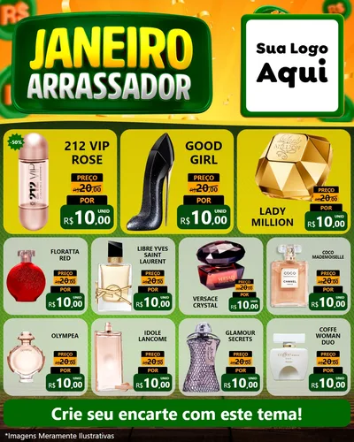 Modelo de Rede Social para Feed Instagram com o tema Janeiro Arrasador para Perfumes